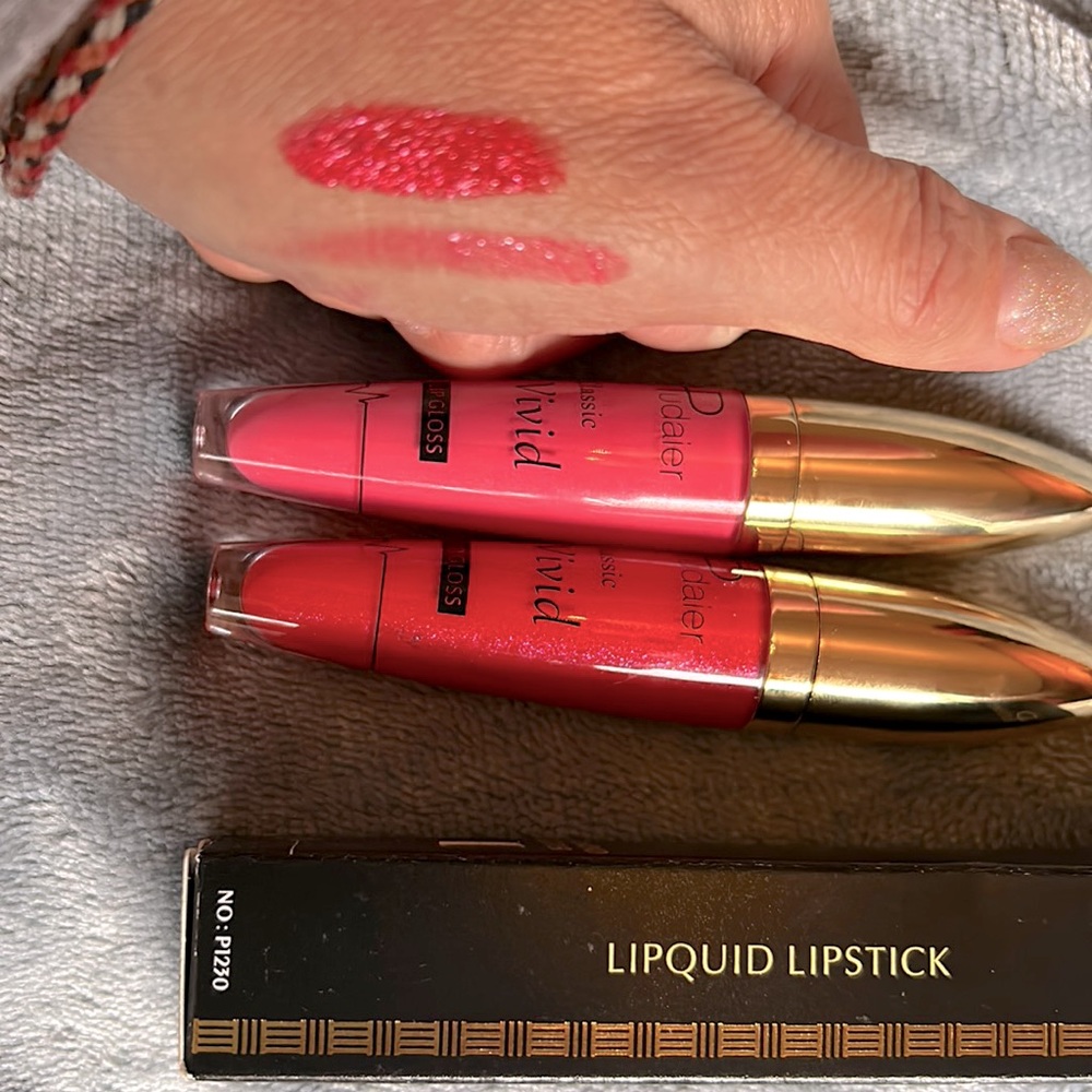 2/$25 Diamond Glitter Lipgloss Pink Orange Liquid Lip Vivid Color Sparkle Bright